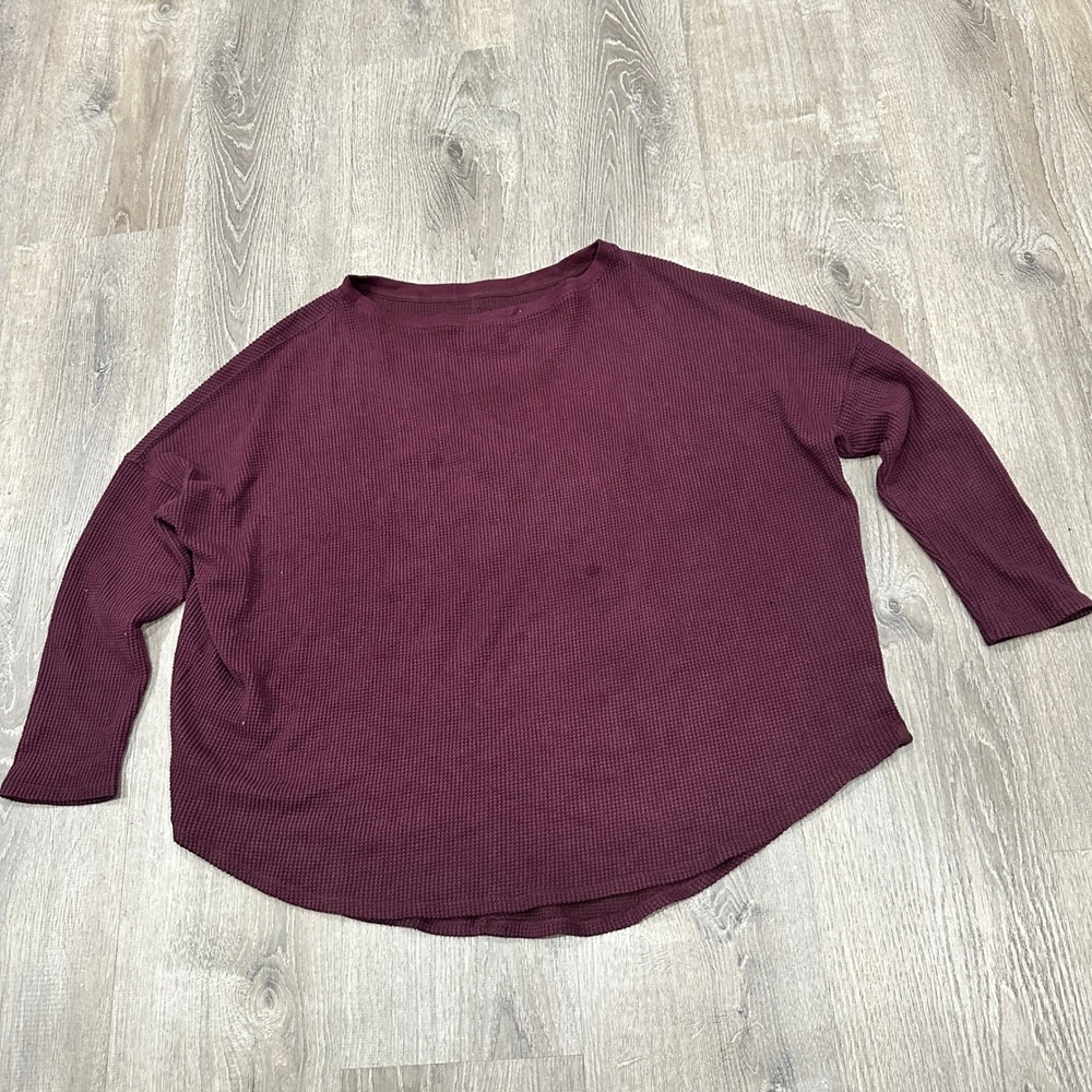 WE THE FREE Sweater Women's XL Burgundy Waffle Knit Oversized Knit Sweater - Picture 13 of 13